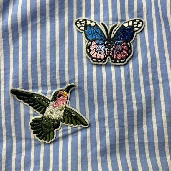 BCX Womens Blue White Stripe Crop Top Size Medium‎ Daisy Sleeveless - Picture 4 of 8